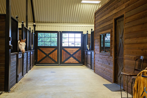 clean horse barn and stables